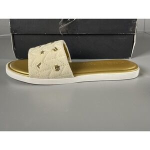 Karl Lagerfeld Paris Slide Sandals Shoes Womens Size 11 Gold Carenza Studs